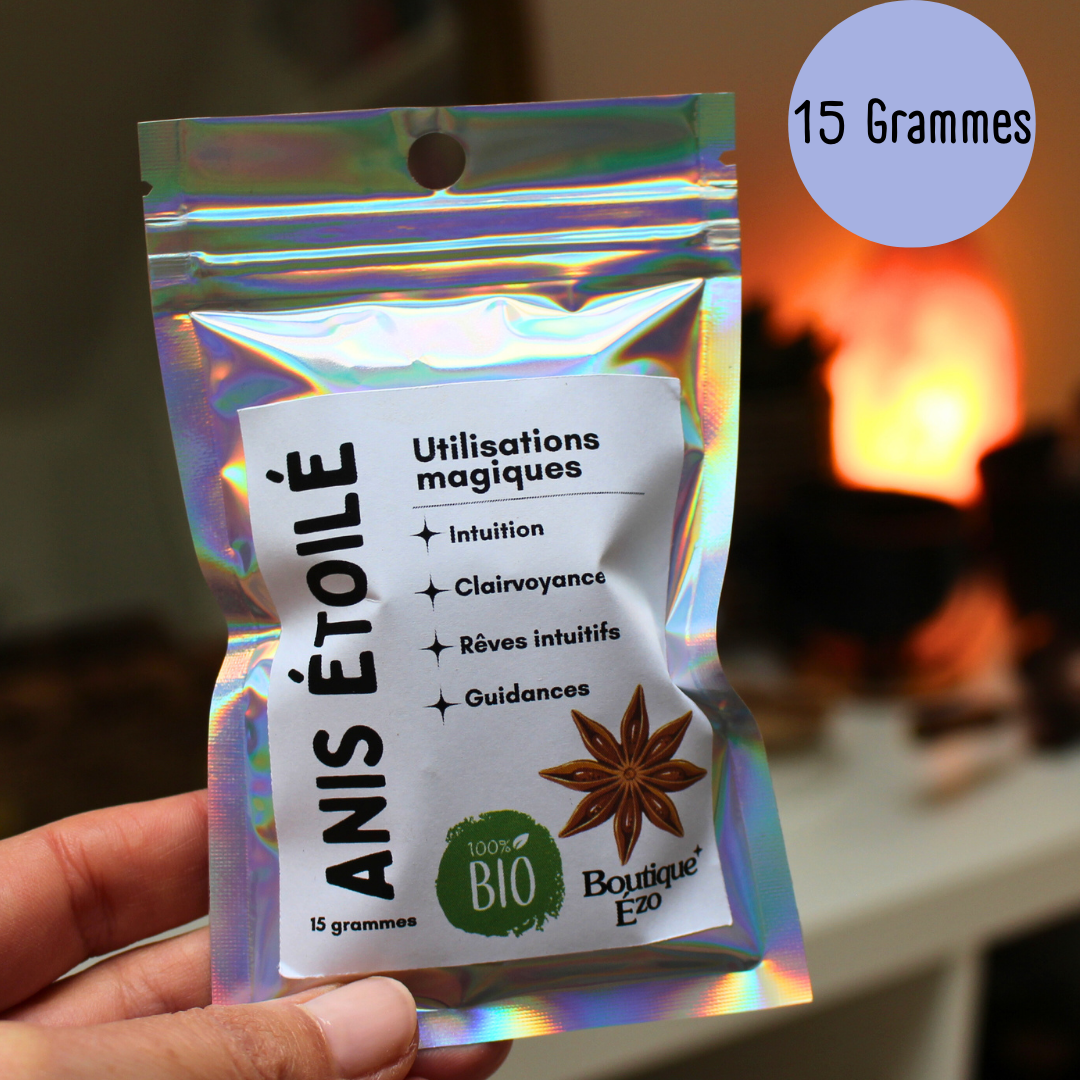 Anis étoilé bio (badiane), 15g / 20g / 30g. Épice sacrée en étoile. Idéal rituels de clairvoyance, rêves intuitifs, divination et ouverture du troisième œil.