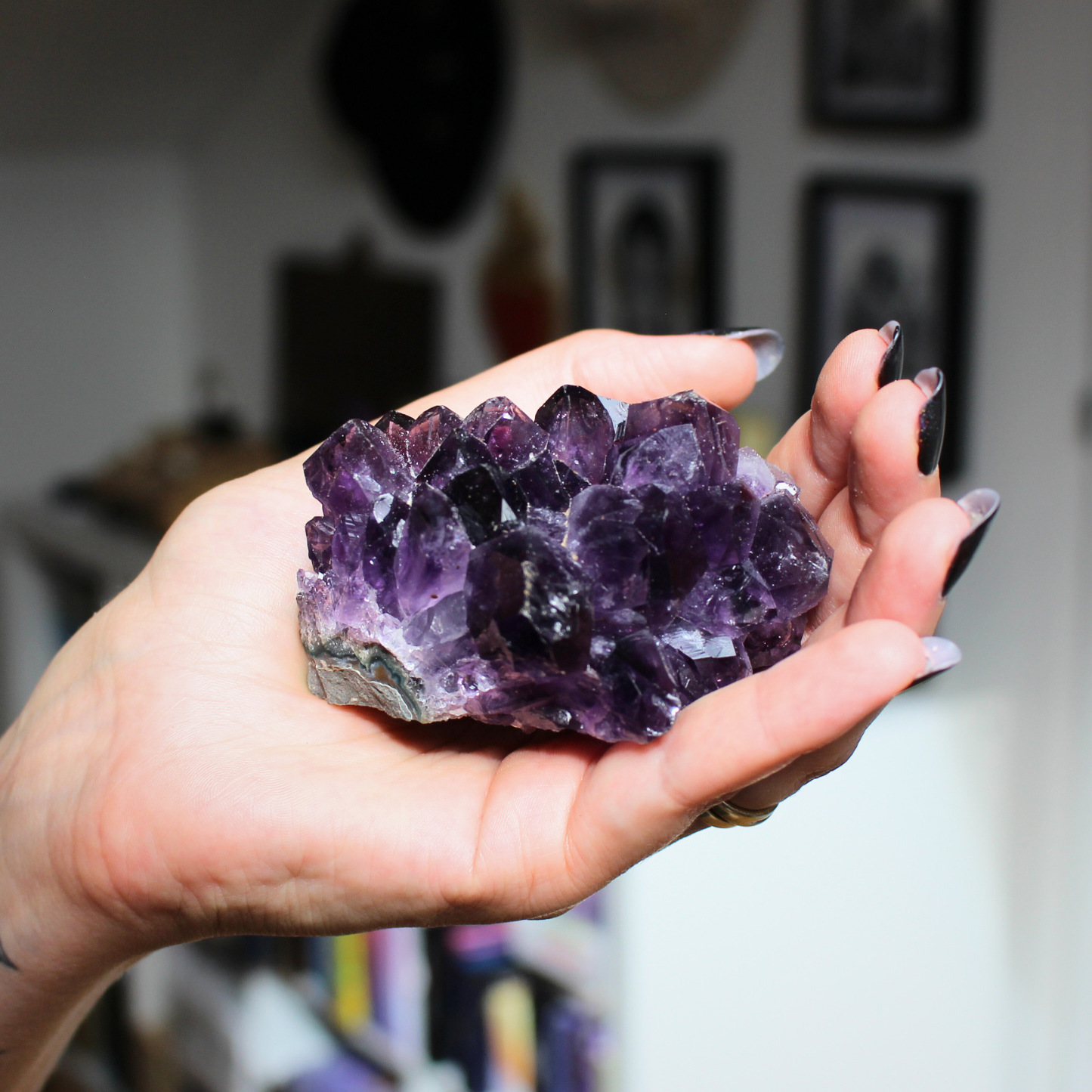 Cette magnifique druse d’améthyste naturelle de 232 grammes provient des mines familiales d’Uruguay, réputées pour offrir les cristaux les plus intenses et les plus purs du monde. Sélectionnée pour sa qualité exceptionnelle AAA, cette pièce présente un violet profond. Non traitée, 100 % naturelle, elle a été extraite dans des conditions respectueuses de l’humain et de l’environnement. Elle convient aussi bien à la lithothérapie qu’à la méditation ou encore à la décoration et la diffusion de ses énergies dan
