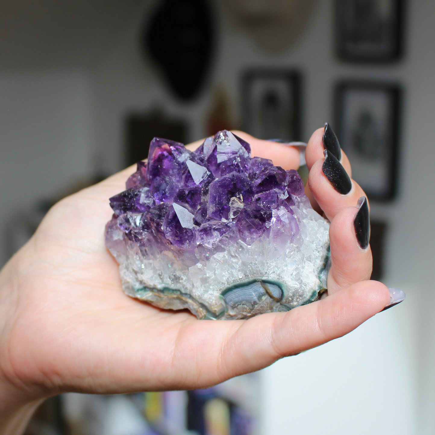 Cette magnifique druse d’améthyste naturelle de 263 grammes provient des mines familiales d’Uruguay, réputées pour offrir les cristaux les plus intenses et les plus purs du monde. Sélectionnée pour sa qualité exceptionnelle AAA, cette pièce présente un violet profond. Non traitée, 100 % naturelle, elle a été extraite dans des conditions respectueuses de l’humain et de l’environnement. Elle convient aussi bien à la lithothérapie qu’à la méditation ou encore à la décoration et la diffusion de ses énergies dan