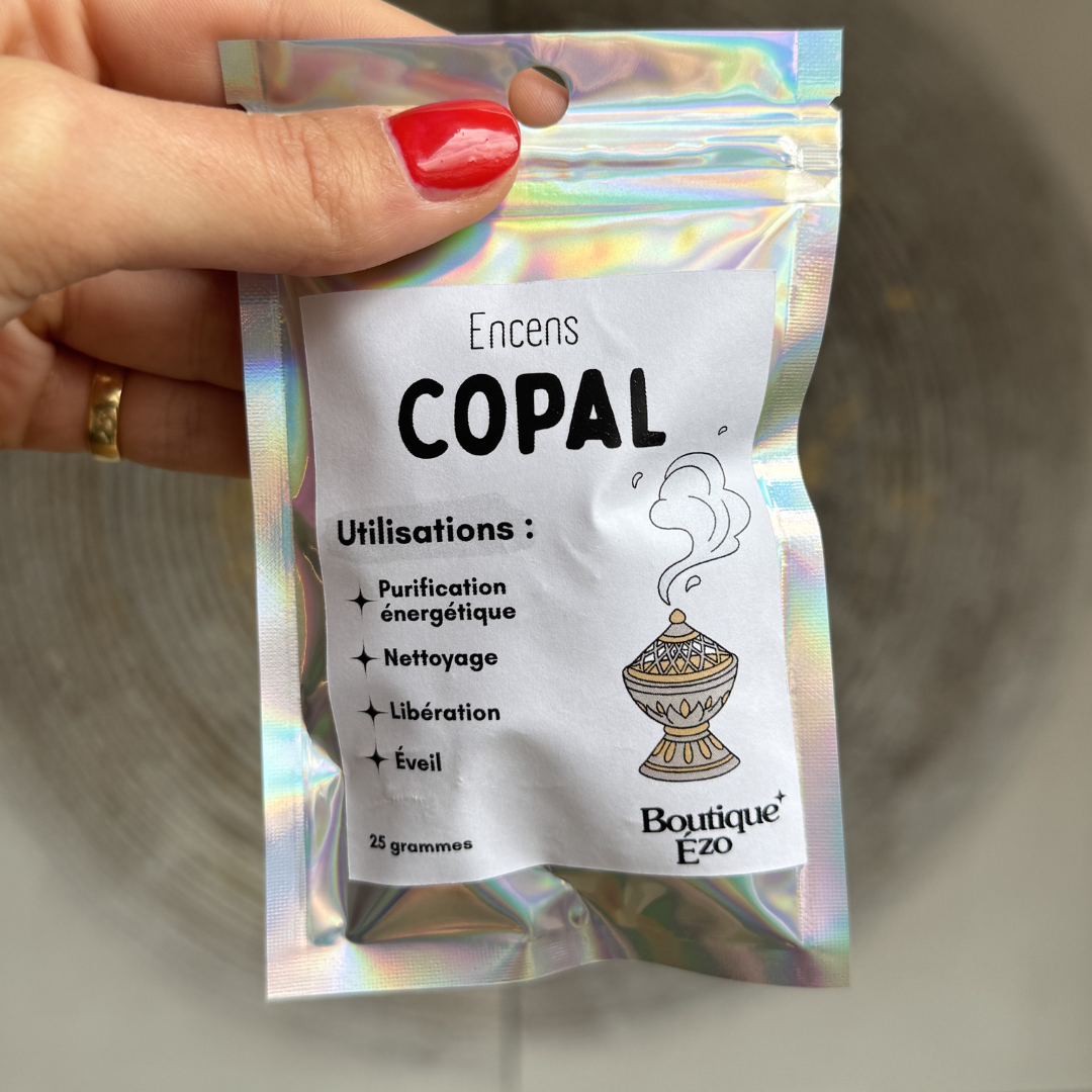 Copal en morceaux, sachet 25g. Résine sacrée Maya et Aztèque, parfum frais et résineux. Purification énergétique puissante. À brûler sur charbon auto-allumant