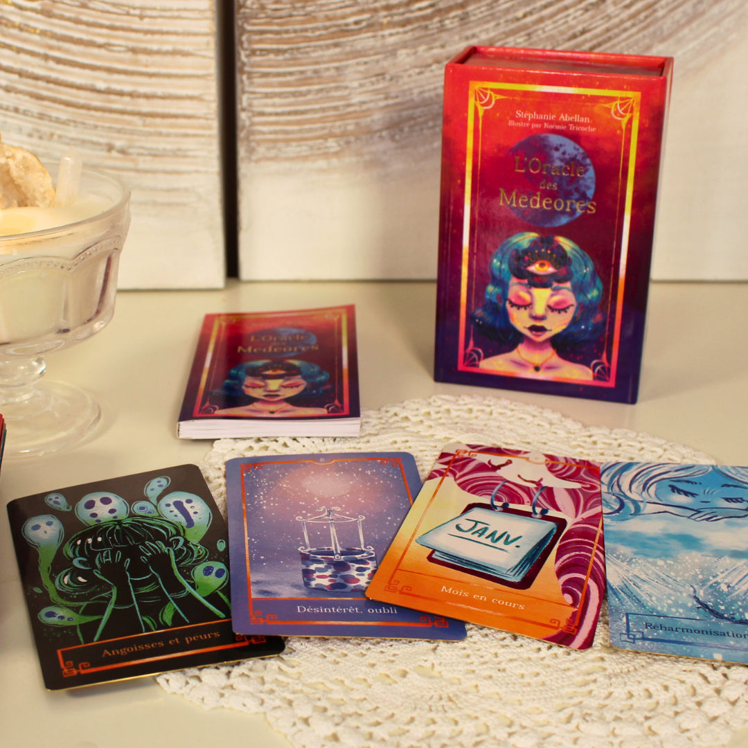 L'Oracle des Medeores, composé de 64 cartes - 49 cartes « divination » et 15 cartes « guidance medeores » - est un formidable outil de divination et de guidance.