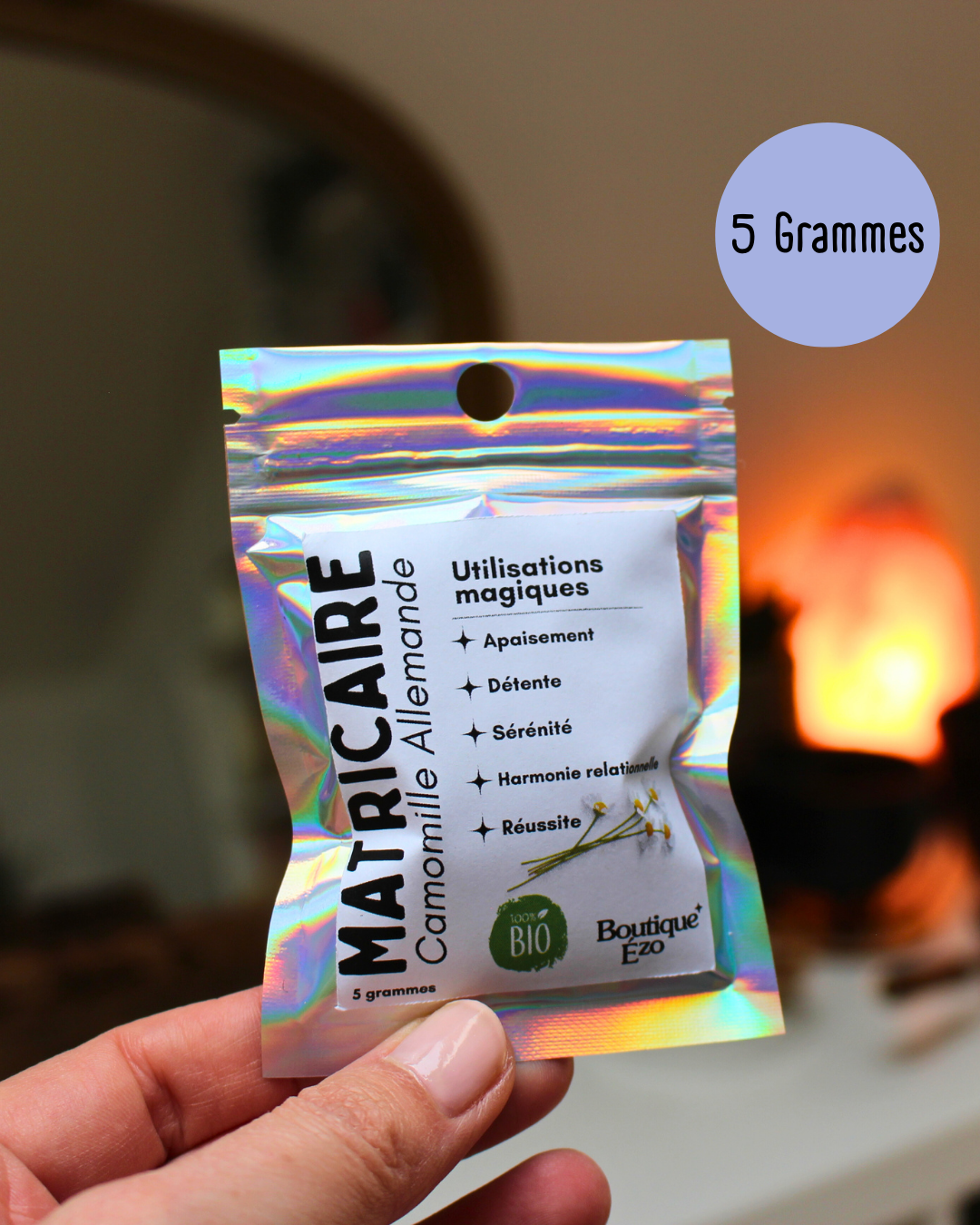 Matricaire bio séchée (camomille allemande), 5g / 10g / 15g. Idéal rituels d’apaisement, sérénité, harmonie relationnelle et lâcher-prise émotionnel.