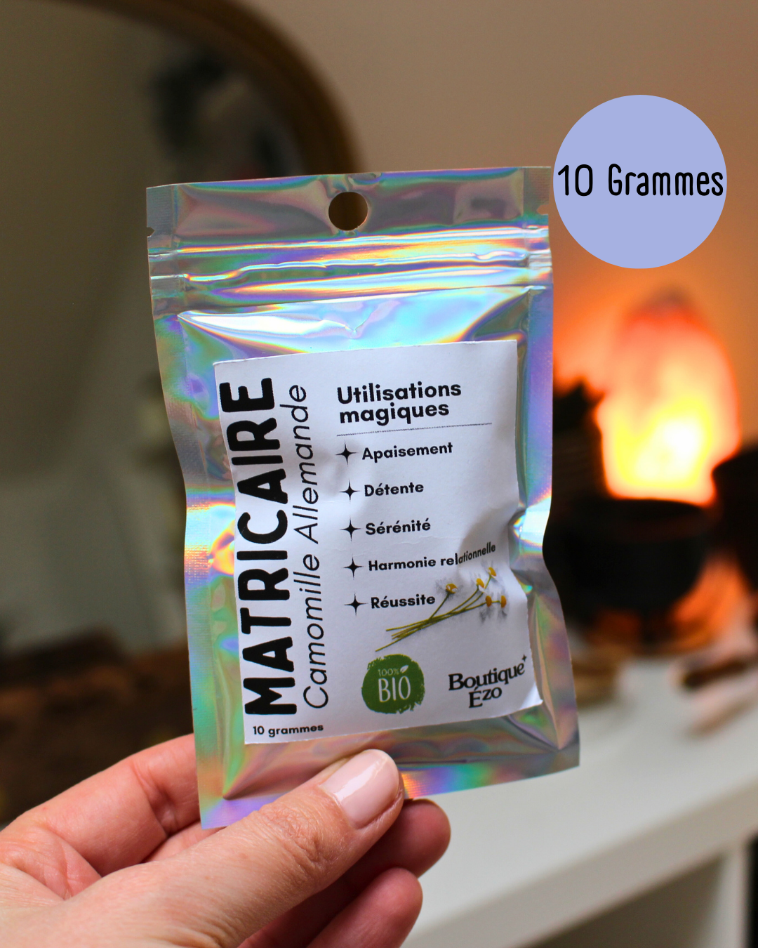 Matricaire bio séchée (camomille allemande), 5g / 10g / 15g. Idéal rituels d’apaisement, sérénité, harmonie relationnelle et lâcher-prise émotionnel.