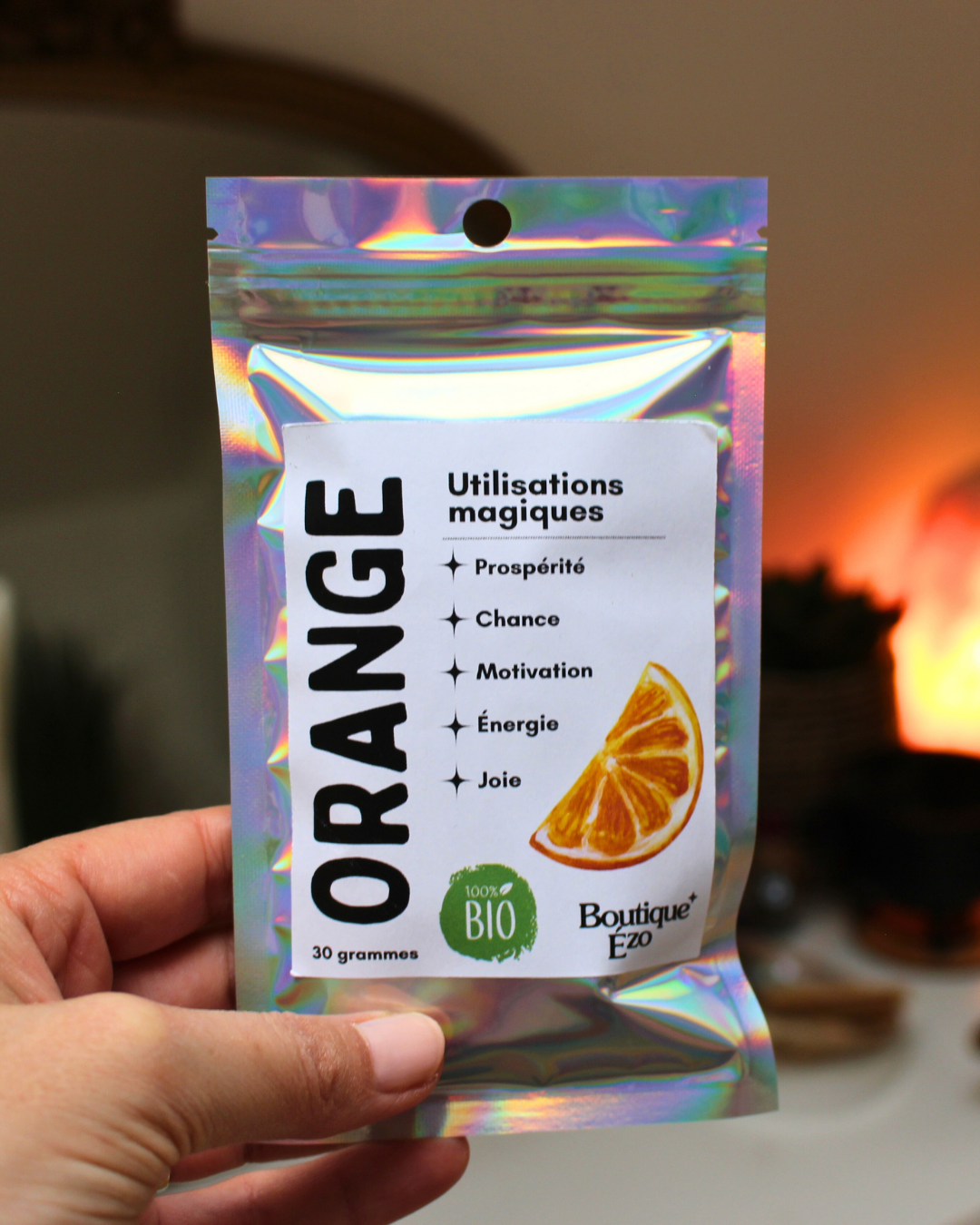 Orange bio séchée en morceaux, 10g / 20g / 30g. Énergie solaire et vibrante. Idéal rituels de prospérité, chance, joie, abondance et motivation.