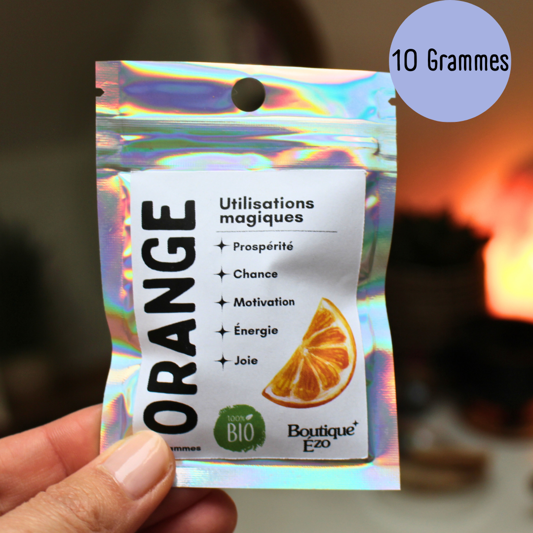 Orange bio séchée en morceaux, 10g / 20g / 30g. Énergie solaire et vibrante. Idéal rituels de prospérité, chance, joie, abondance et motivation.