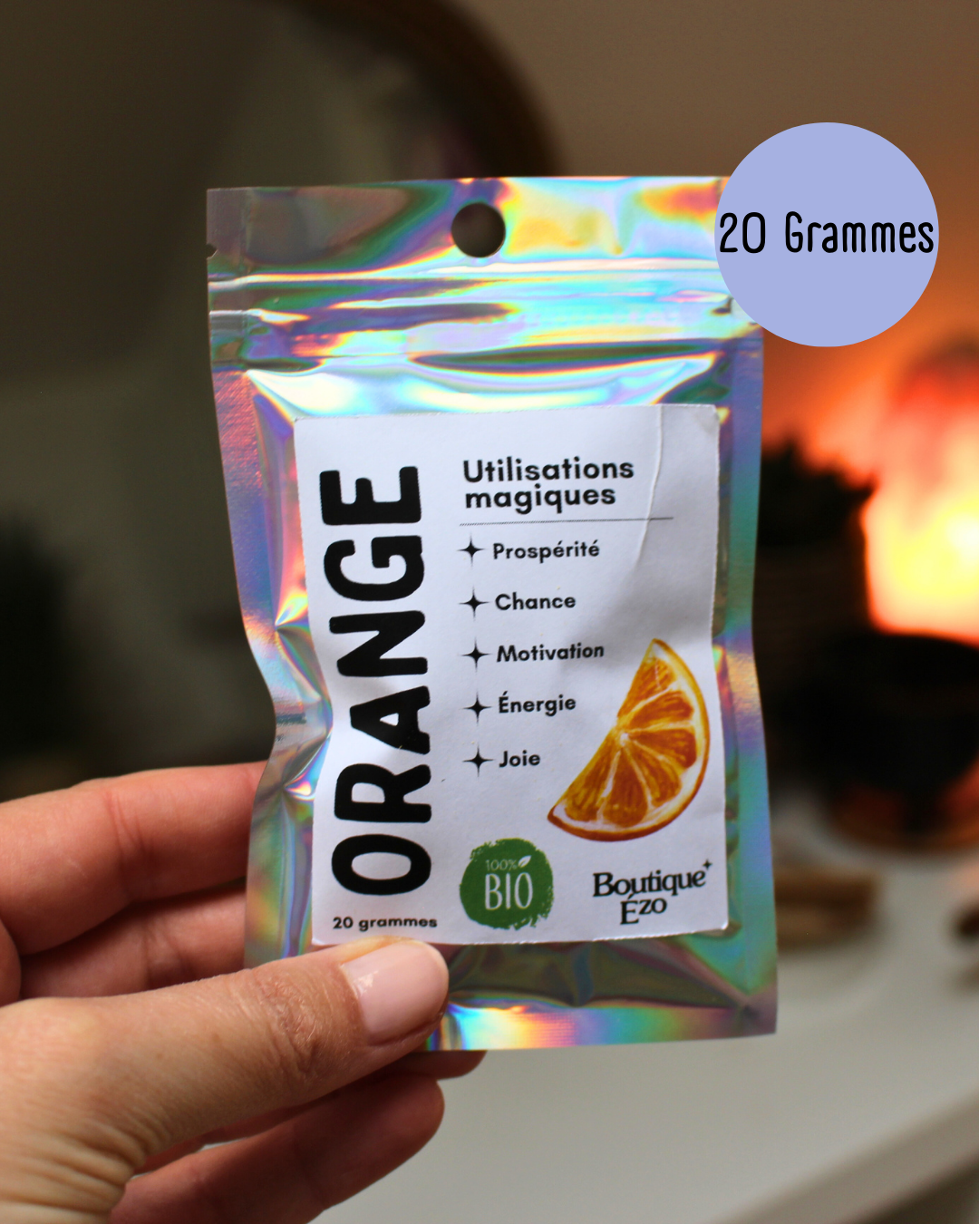 Orange bio séchée en morceaux, 10g / 20g / 30g. Énergie solaire et vibrante. Idéal rituels de prospérité, chance, joie, abondance et motivation.