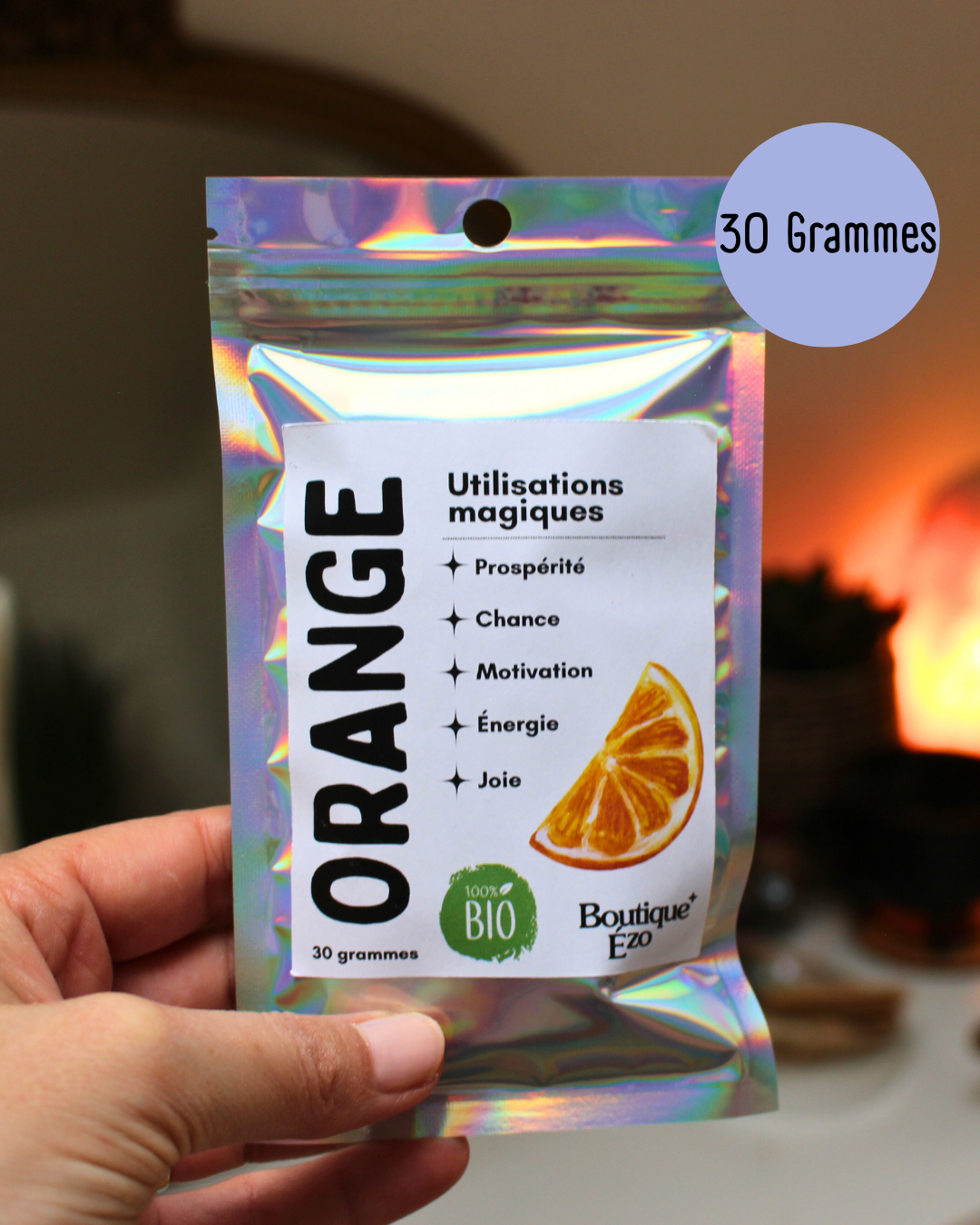 Orange bio séchée en morceaux, 10g / 20g / 30g. Énergie solaire et vibrante. Idéal rituels de prospérité, chance, joie, abondance et motivation.