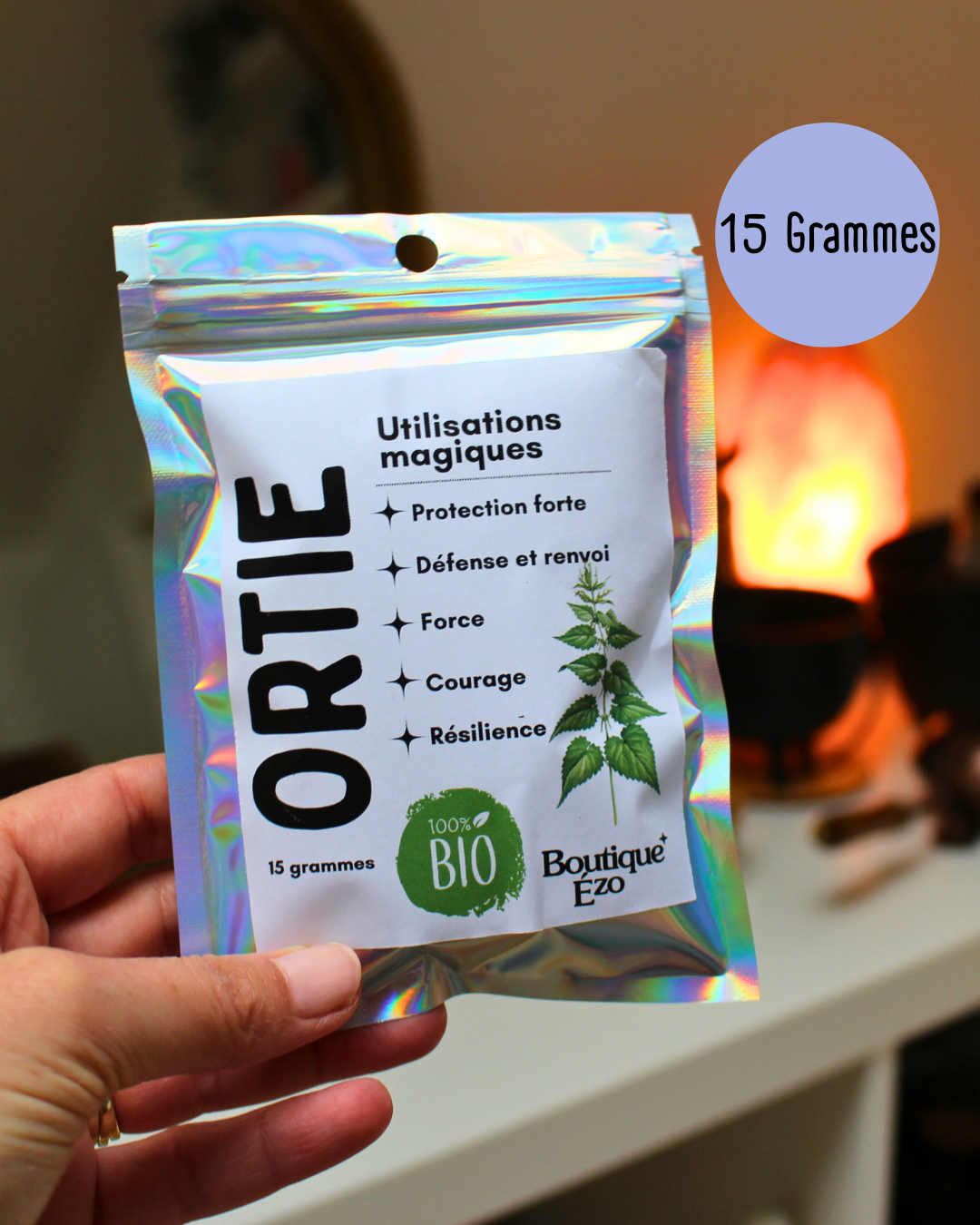 Associée à la protection forte, au renvoi des énergies et au courage, l’ortie est idéale pour accompagner les rituels de défense, de purification et de renforcement personnel.