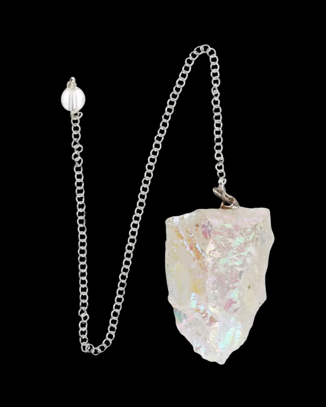 Élégant et lumineux, le pendule Aqua Aura blanc est un quartz traité à la vapeur de métaux précieux (platine ou argent) qui lui confèrent un éclat nacré aux reflets irisées.
Ce cristal est reconnu pour élever l’énergie spirituelle, favoriser la paix intérieure et faciliter la connexion avec les plans supérieurs, offrant un outil idéal pour la radiesthésie, la méditation et les soins énergétiques.