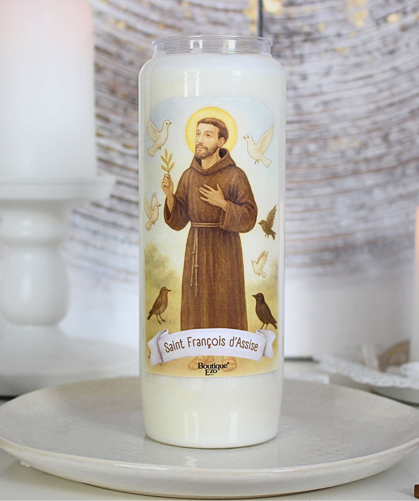 Bougie de Neuvaine Saint François d'Assise / 9 jours de prière et de paix