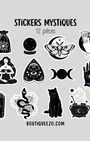 Apportez une touche de magie à votre quotidien avec ce lot  de 12 stickers mystiques holographiques artisanaux noir et blanc