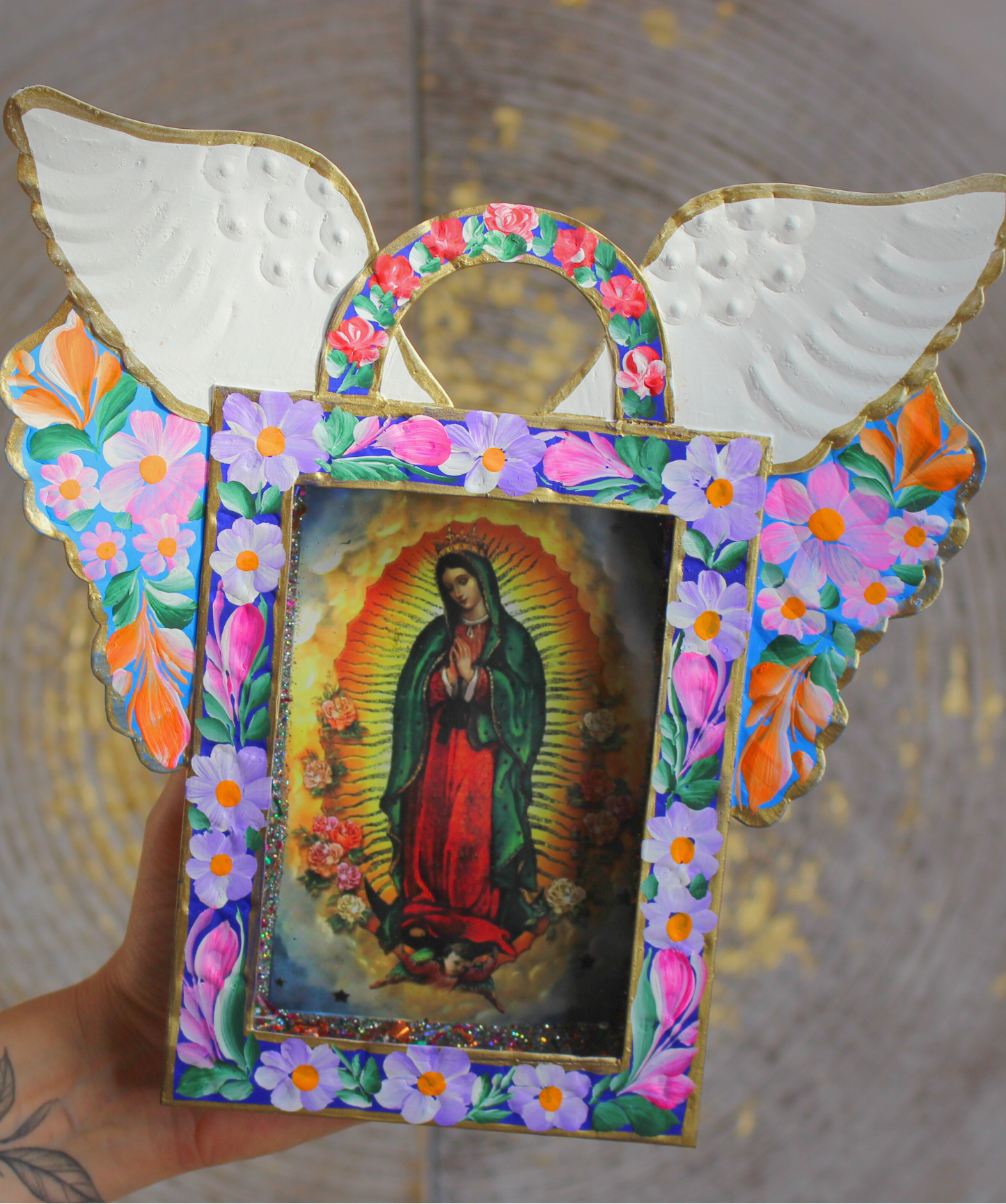 Étui votif artisanal mexicain / Vierge Marie / Modèle Céleste